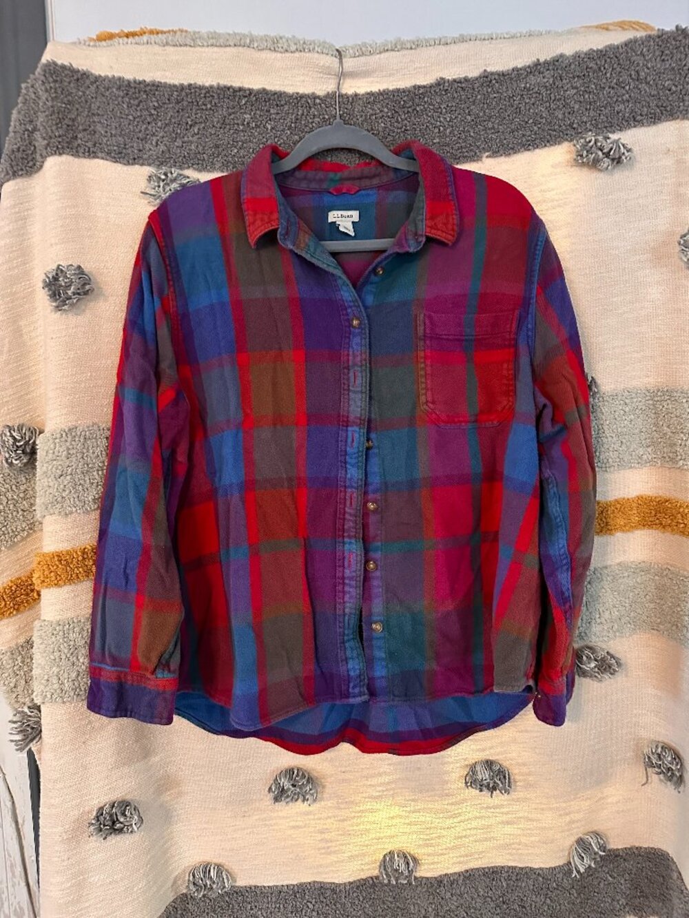 L.L. Bean Organic Cotton Flannel Plaid Button Down Shirt - XL Petite
